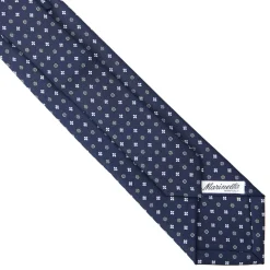 CRAVATTA SARTORIALE EXTRA LONG IN SETA BLU SCURO Microfantasia fiore