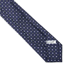 CRAVATTA SARTORIALE EXTRA LONG IN SETA BLU SCURO Microfantasia fiore