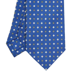 CRAVATTA SARTORIALE EXTRA LONG IN SETA BLUMicrofantasia fiore