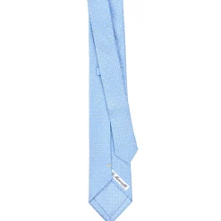 CRAVATTA SARTORIALE EXTRA LONG IN SETA AZZURRA Microfantasia fiore