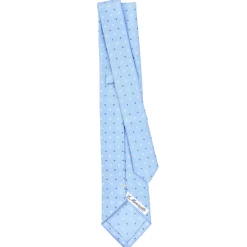 CRAVATTA SARTORIALE EXTRA LONG IN SETA AZZURRA Microfantasia fiore