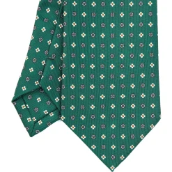 CRAVATTA SARTORIALE EXTRA LONG IN SETA VERDE SCURO Microfantasia fiore