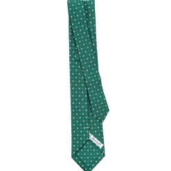 CRAVATTA SARTORIALE EXTRA LONG IN SETA VERDE SCURO Microfantasia fiore