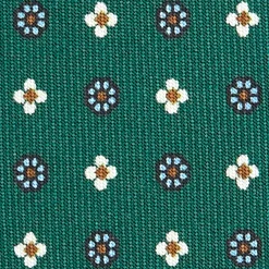 CRAVATTA SARTORIALE EXTRA LONG IN SETA VERDE SCURO Microfantasia fiore