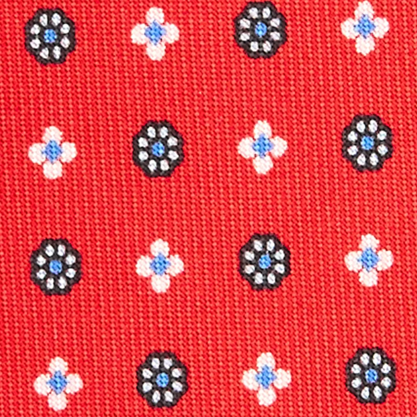 CRAVATTA SARTORIALE EXTRA LONG IN SETA ROSSA Microfantasia fiore