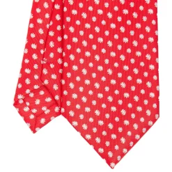CRAVATTA SARTORIALE EXTRA LONG IN SETA ROSSA Microfantasia fiore
