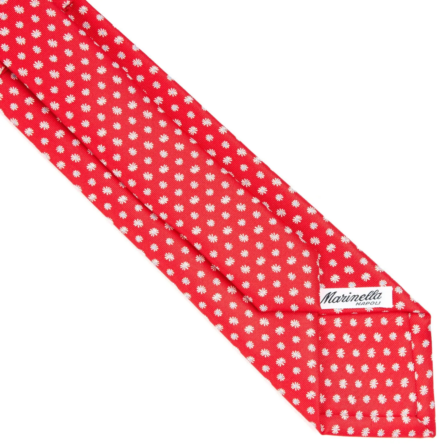 CRAVATTA SARTORIALE EXTRA LONG IN SETA ROSSA Microfantasia fiore