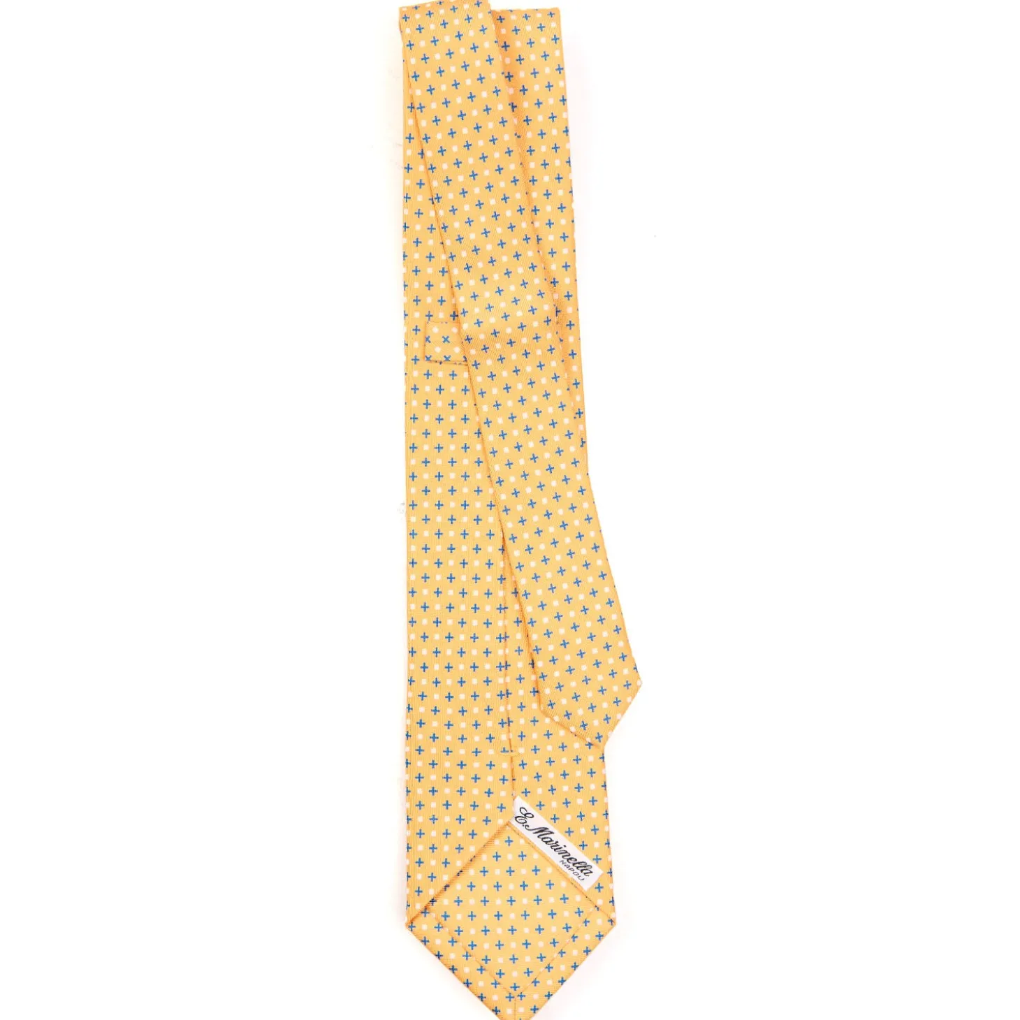 CRAVATTA SARTORIALE EXTRA LONG IN SETA GIALLA Microfantasia fiore