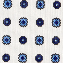 CRAVATTA SARTORIALE EXTRA LONG IN SETA BIANCA Microfantasia fiore