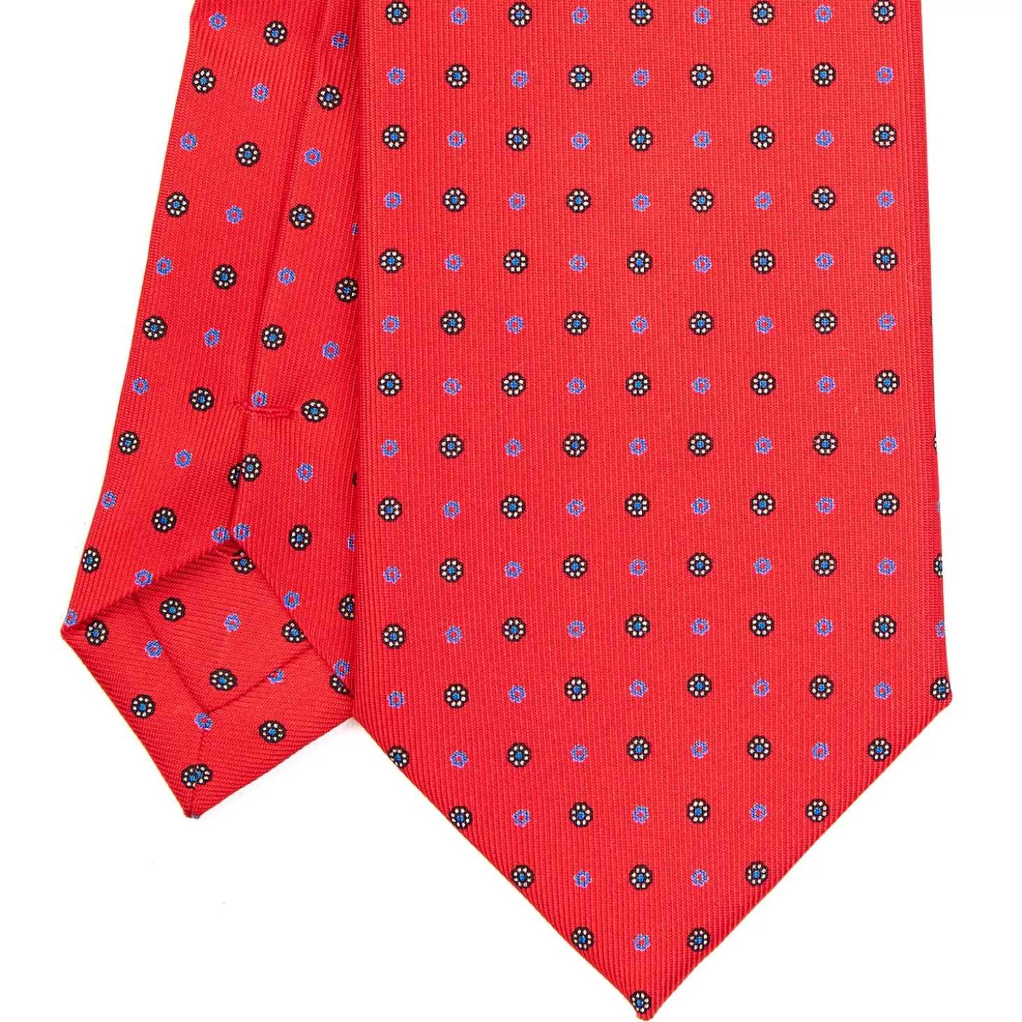 CRAVATTA SARTORIALE EXTRA LONG IN SETA ROSSA Microfantasia fiore
