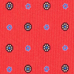 CRAVATTA SARTORIALE EXTRA LONG IN SETA ROSSA Microfantasia fiore