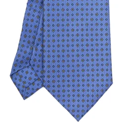 CRAVATTA SARTORIALE EXTRA LONG IN SETA AZZURRO POLVERE Microfantasia fiore