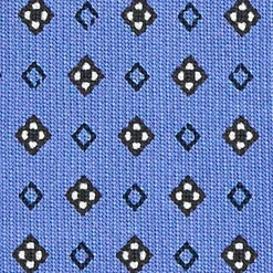 CRAVATTA SARTORIALE EXTRA LONG IN SETA AZZURRO POLVERE Microfantasia fiore