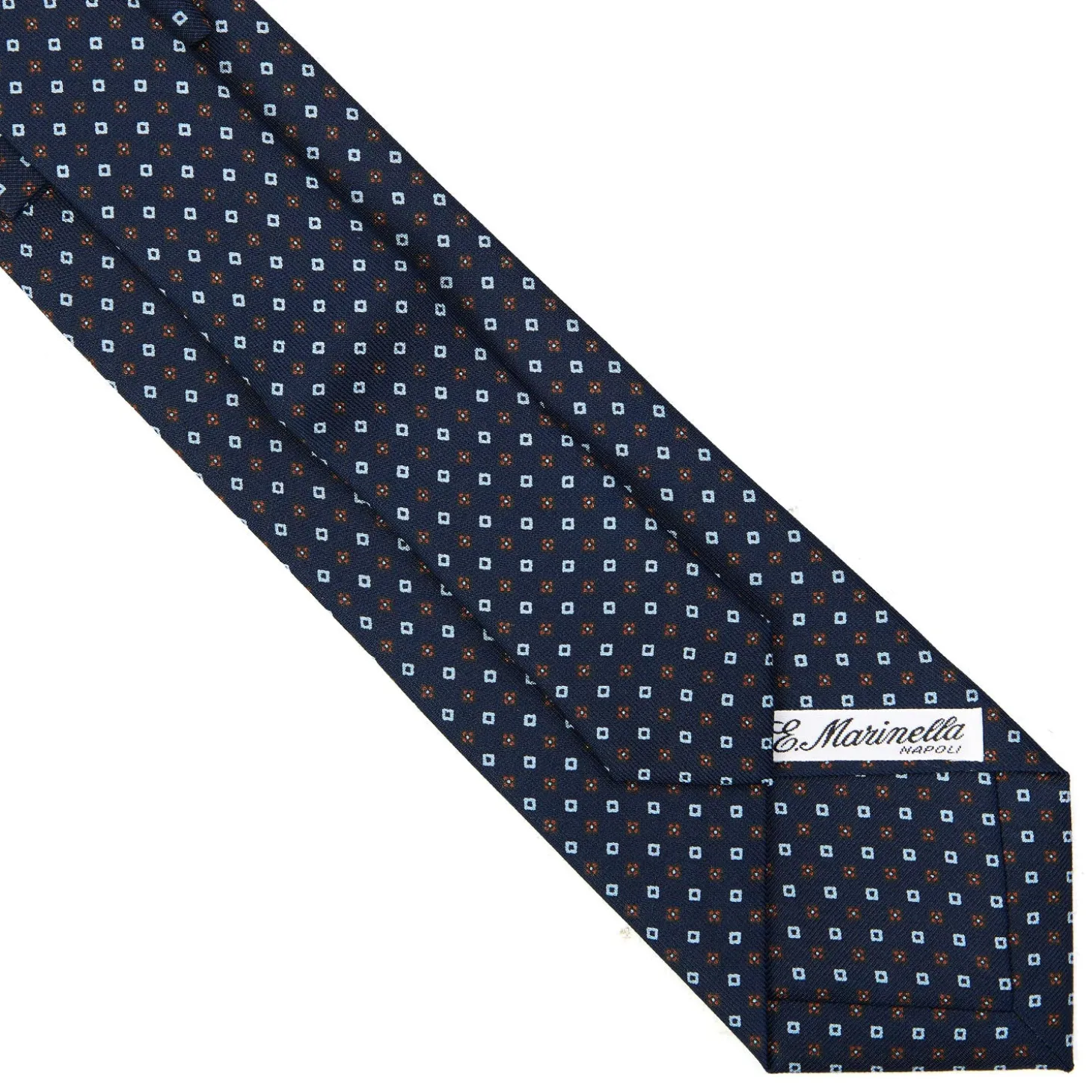 CRAVATTA SARTORIALE EXTRA LONG IN SETA BLU SCURO Microfantasia fiore
