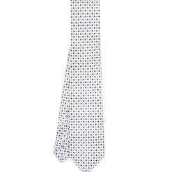 CRAVATTA SARTORIALE EXTRA LONG IN SETA BIANCA Microfantasia fiore