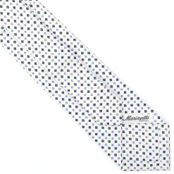 CRAVATTA SARTORIALE EXTRA LONG IN SETA BIANCA Microfantasia fiore