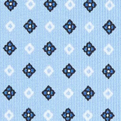 CRAVATTA SARTORIALE EXTRA LONG IN SETA AZZURRA Microfantasia fiore