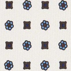 CRAVATTA SARTORIALE EXTRA LONG IN SETA BIANCA Microfantasia fiore
