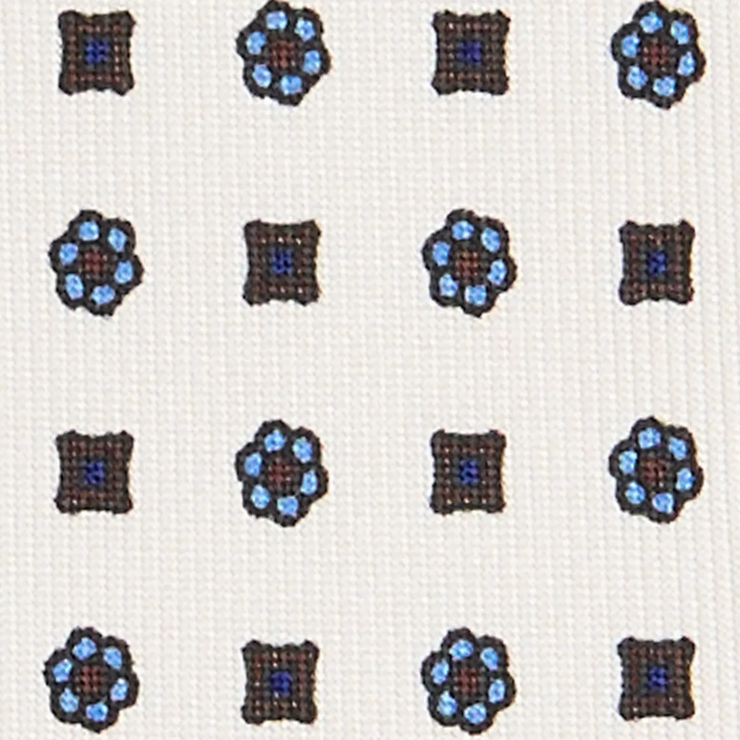 CRAVATTA SARTORIALE EXTRA LONG IN SETA BIANCA Microfantasia fiore