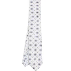 CRAVATTA SARTORIALE EXTRA LONG IN SETA BIANCA Microfantasia fiore