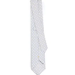 CRAVATTA SARTORIALE EXTRA LONG IN SETA BIANCA Microfantasia fiore