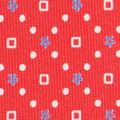 CRAVATTA SARTORIALE EXTRA LONG IN SETA ROSSA Microfantasia fiore
