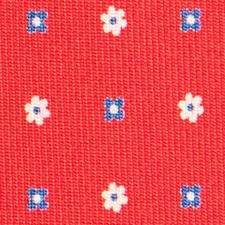 CRAVATTA SARTORIALE EXTRA LONG IN SETA ROSSA Microfantasia fiore