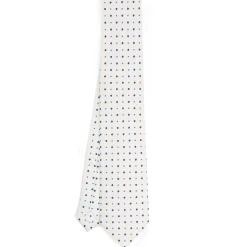 CRAVATTA SARTORIALE EXTRA LONG IN SETA BIANCA Microfantasia fiore