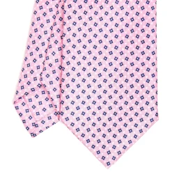 CRAVATTA SARTORIALE EXTRA LONG IN SETA ROSA Microfantasia fiore
