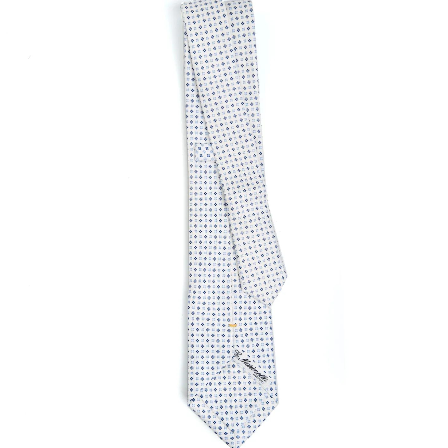 CRAVATTA SARTORIALE EXTRA LONG IN SETA BIANCA Microfantasia fiore