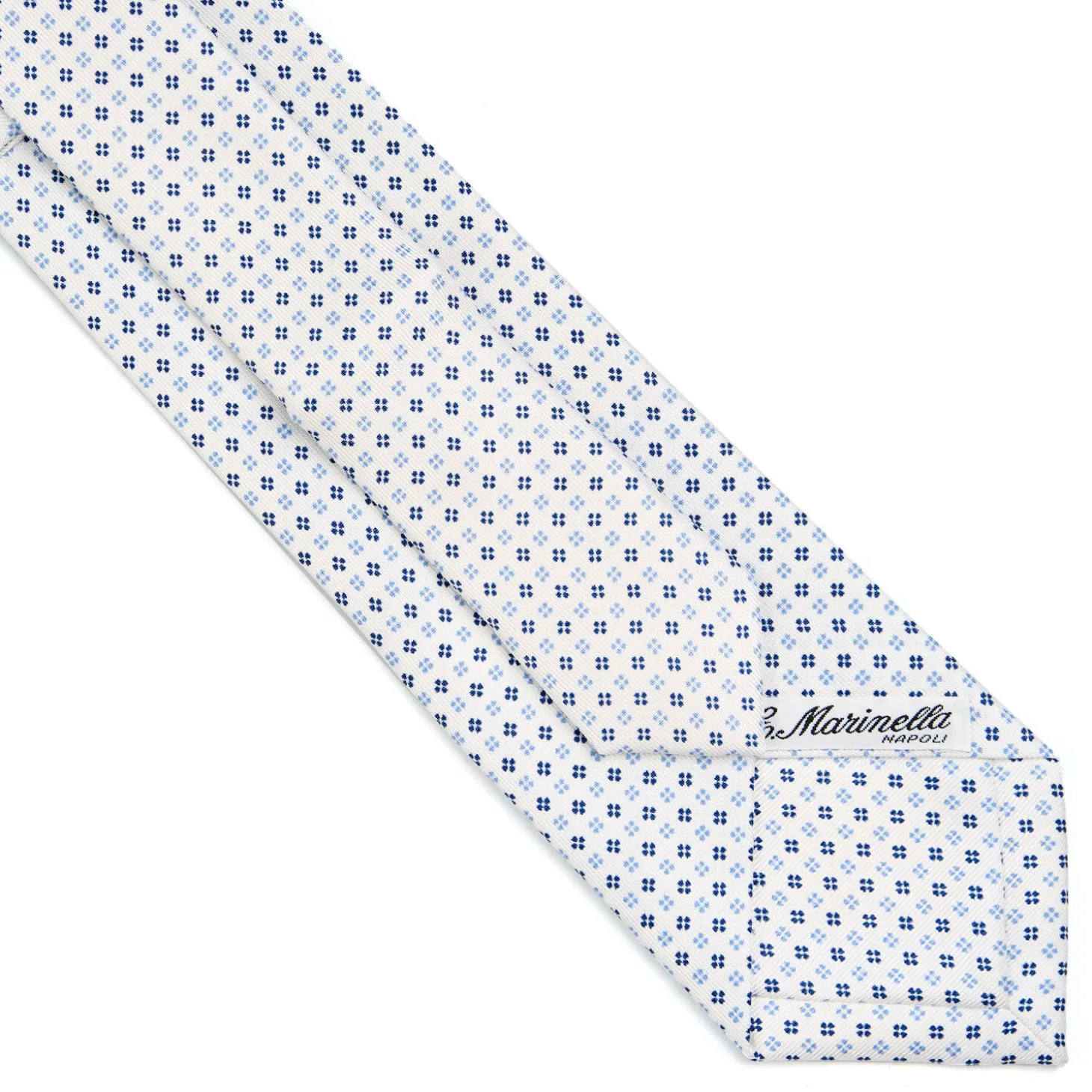 CRAVATTA SARTORIALE EXTRA LONG IN SETA BIANCA Microfantasia fiore