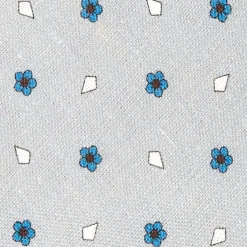 CRAVATTA SARTORIALE IN COTONE E SETA GRIGIO CHIARO Macrofantasia fiore