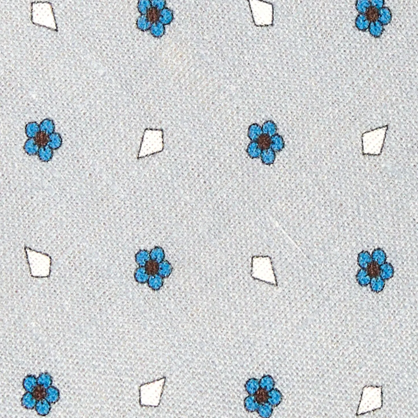 CRAVATTA SARTORIALE IN COTONE E SETA GRIGIO CHIARO Macrofantasia fiore