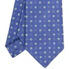 CRAVATTA SARTORIALE IN LINO BLU Microfantasia fiore