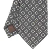CRAVATTA SARTORIALE IN LINO GRIGIO SCURO Macrofantasia geometrica