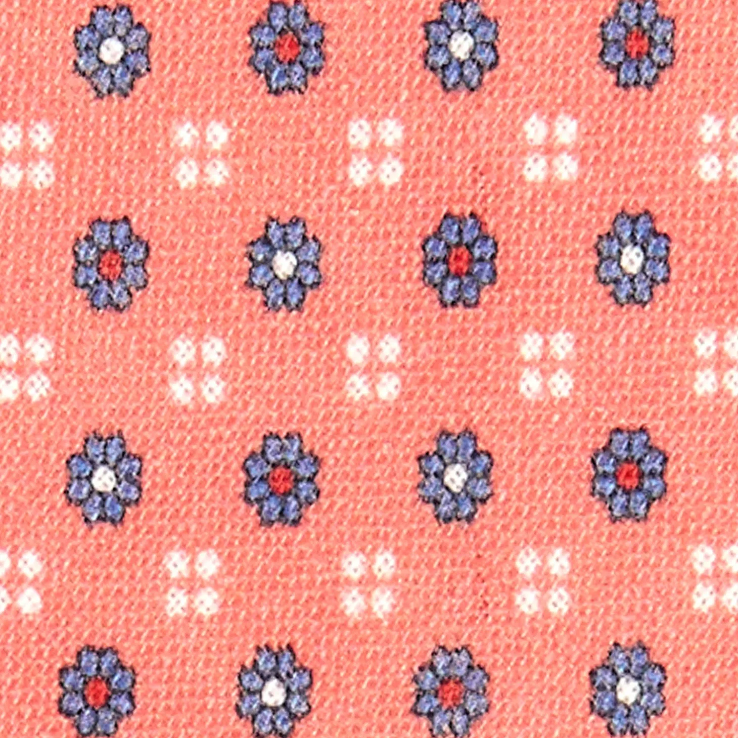 CRAVATTA SARTORIALE IN LINO ROSA Microfantasia fiore