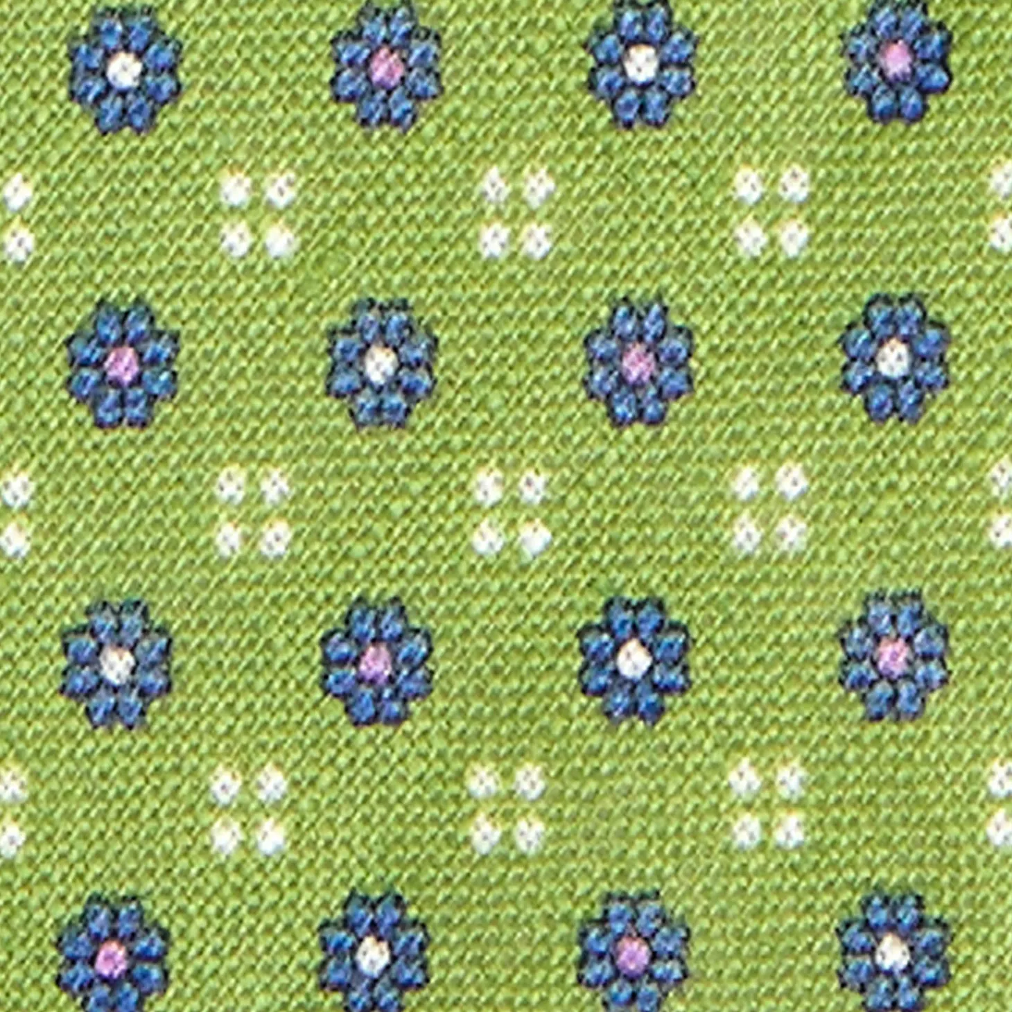 CRAVATTA SARTORIALE IN LINO VERDE Microfantasia fiore