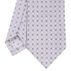 CRAVATTA SARTORIALE IN SETA GRIGIO CHIARO Microfantasia fiore