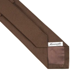 CRAVATTA SARTORIALE IN SETA JACQUARD MARRONE SCURO Tinta unita