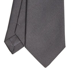CRAVATTA SARTORIALE IN SETA JACQUARD GRIGIO SCURO Tinta unita
