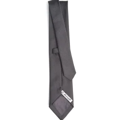CRAVATTA SARTORIALE IN SETA JACQUARD GRIGIO SCURO Tinta unita