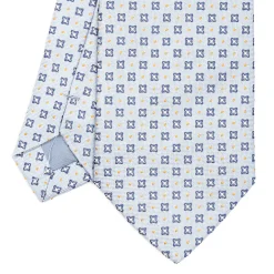 CRAVATTA SARTORIALE IN SETA JACQUARD AZZURRA Microfantasia fiore