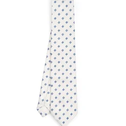 CRAVATTA SARTORIALE IN SETA JACQUARD BIANCA Macrofantasia fiore