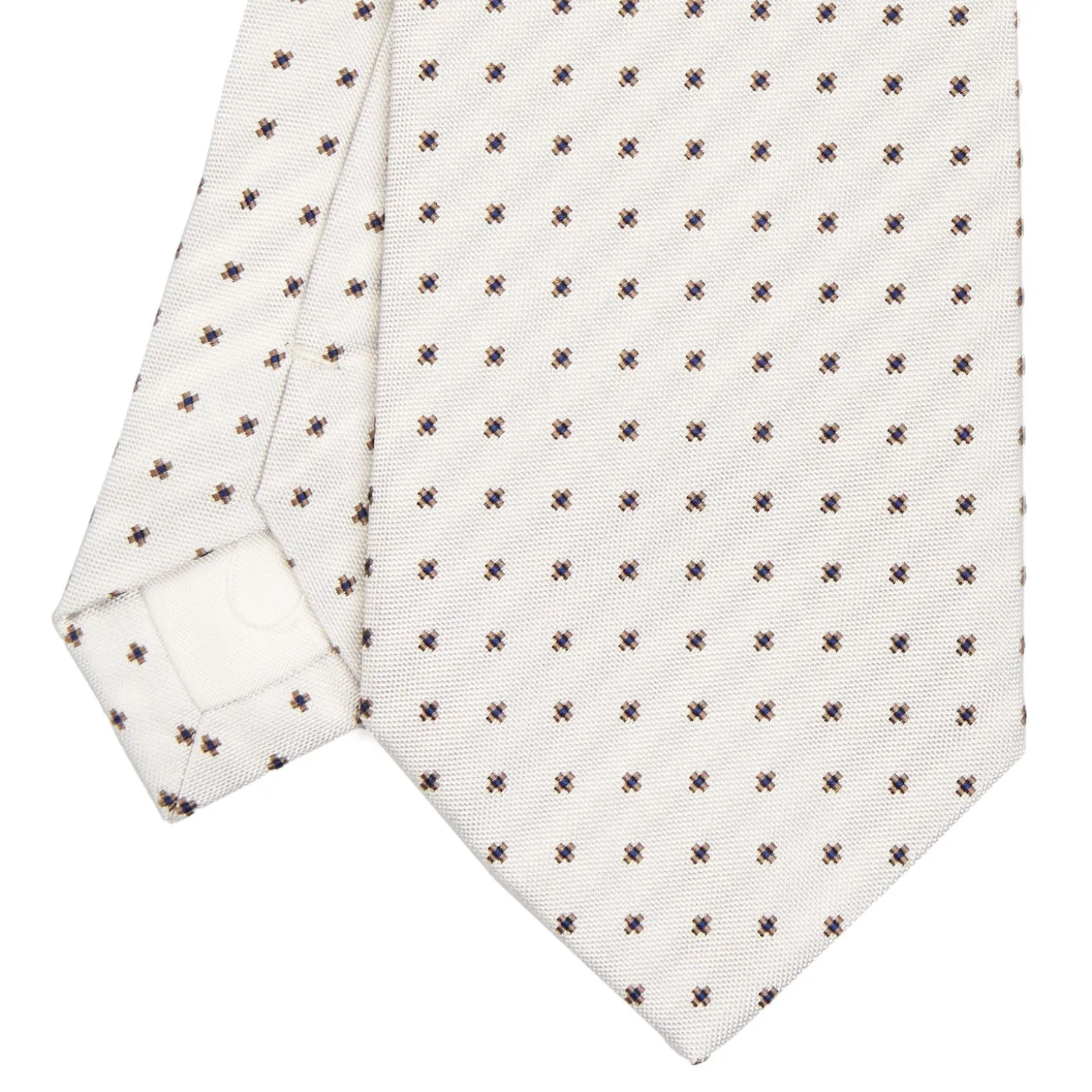 CRAVATTA SARTORIALE IN SETA JACQUARD BIANCA Microfantasia fiore