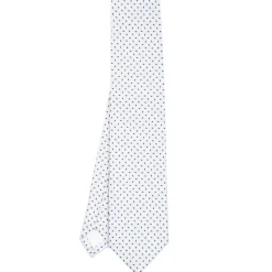 CRAVATTA SARTORIALE IN SETA JACQUARD BIANCA Microfantasia geometrica