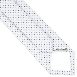 CRAVATTA SARTORIALE IN SETA JACQUARD BIANCA Microfantasia geometrica