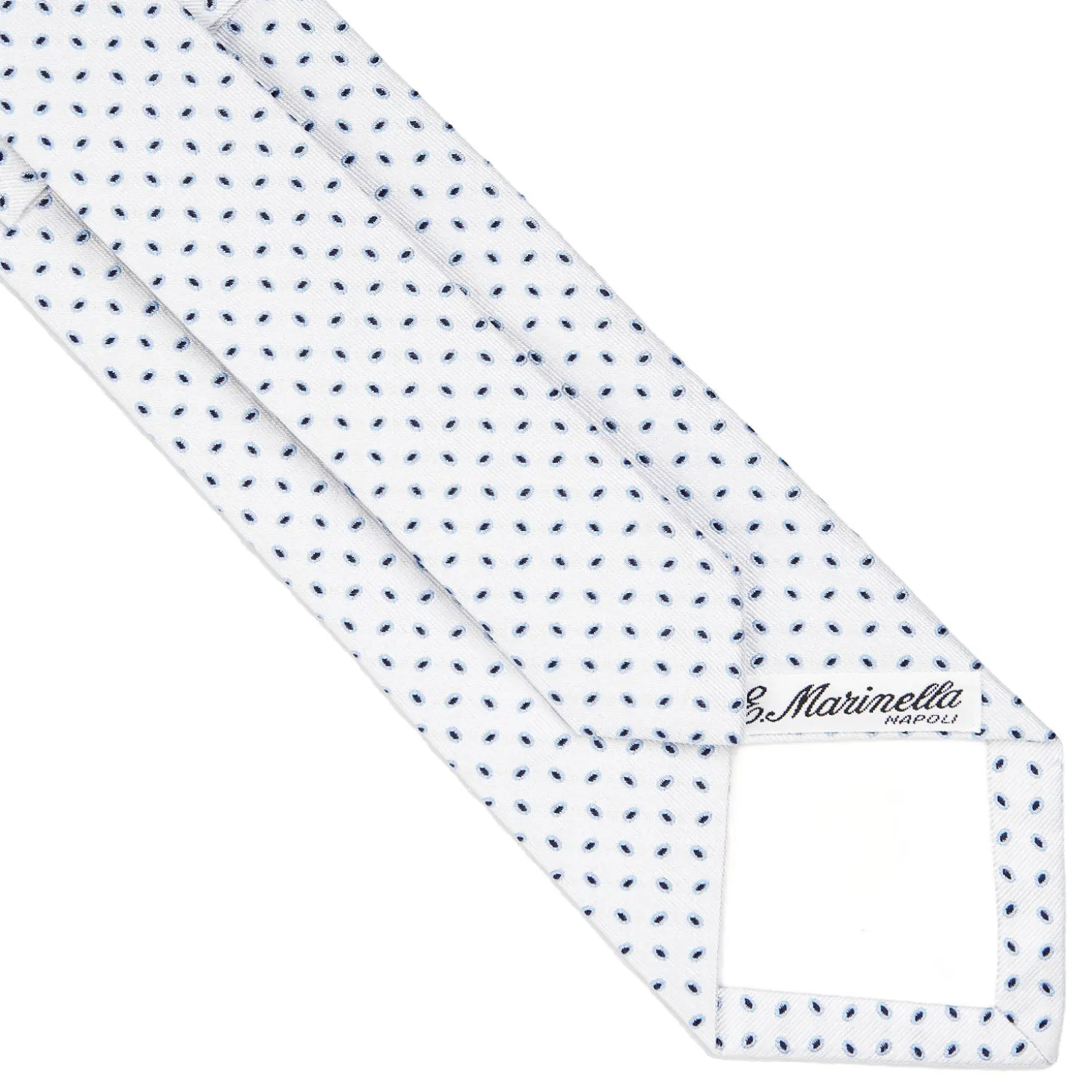 CRAVATTA SARTORIALE IN SETA JACQUARD BIANCA Microfantasia geometrica