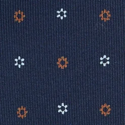CRAVATTA SARTORIALE 7 PIEGHE IN SETA BLU SCURO Microfantasia fiore