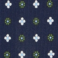 CRAVATTA SARTORIALE 7 PIEGHE IN SETA BLU SCURO Microfantasia fiore