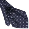 CRAVATTA SARTORIALE 9 PIEGHE IN SETA BLU SCURO Microfantasia fiore